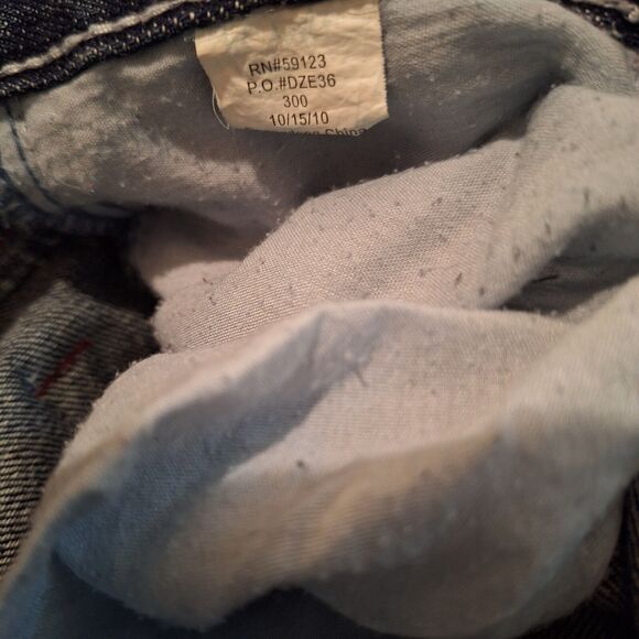 FUBU Retro Jeans Women 14 Dark Wash Blue Embroidered Distressed Skinny - Picture 8 of 14